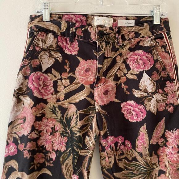 CHINO ANTHROPOLOGIE black pink floral pants - Picture 6 of 6